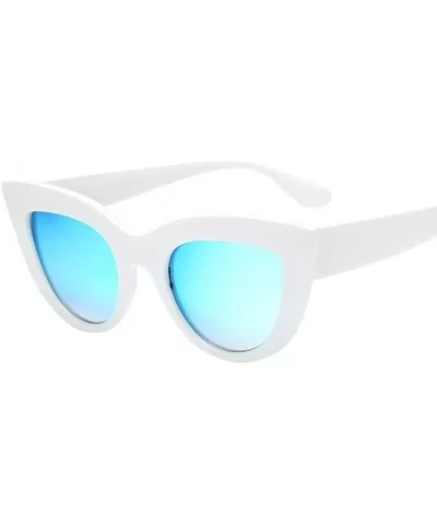 Cat Eye Sunglasses Clout Goggles Polarized Plastic Frame Mirrored Lens (A) - A - CB18CZX3ENQ $5.72 Goggle