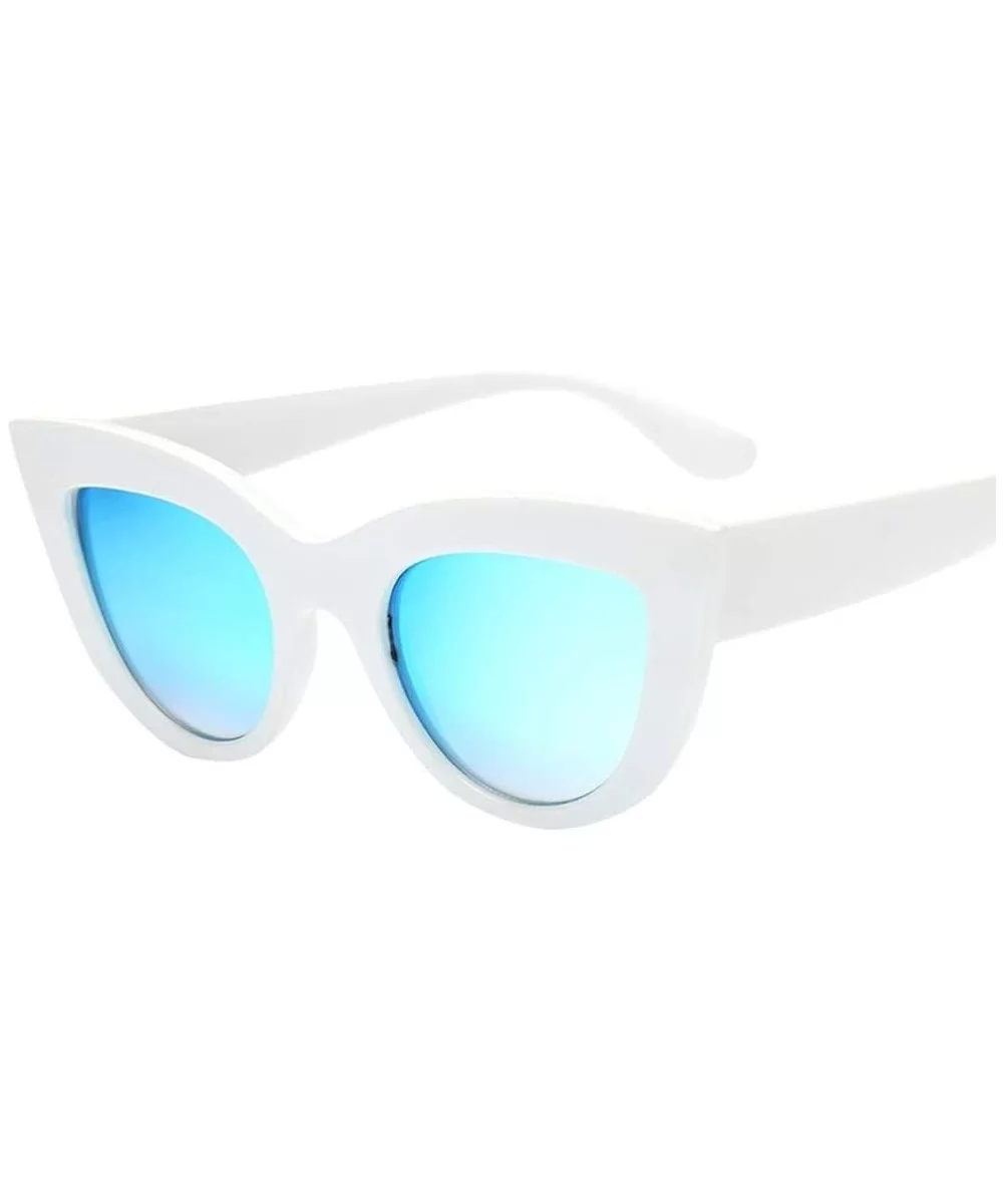 Cat Eye Sunglasses Clout Goggles Polarized Plastic Frame Mirrored Lens (A) - A - CB18CZX3ENQ $5.72 Goggle