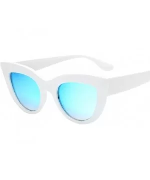 Cat Eye Sunglasses Clout Goggles Polarized Plastic Frame Mirrored Lens (A) - A - CB18CZX3ENQ $5.72 Goggle