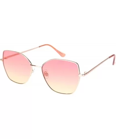 Womens Sunglasses Thin Metal Geometric Butterfly Frame Ombré Color Lens - Gold (Crimson Orange) - C8195EZX575 $10.13 Butterfly