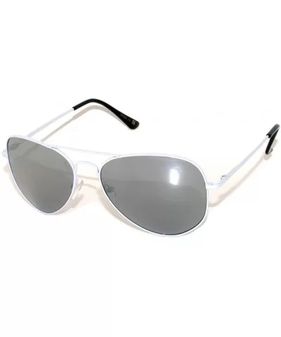 Full Mirror Lens Colored Metal Frame with Spring Hinge - White Frame Silver Lens - C611MZ9TFD9 $5.34 Aviator