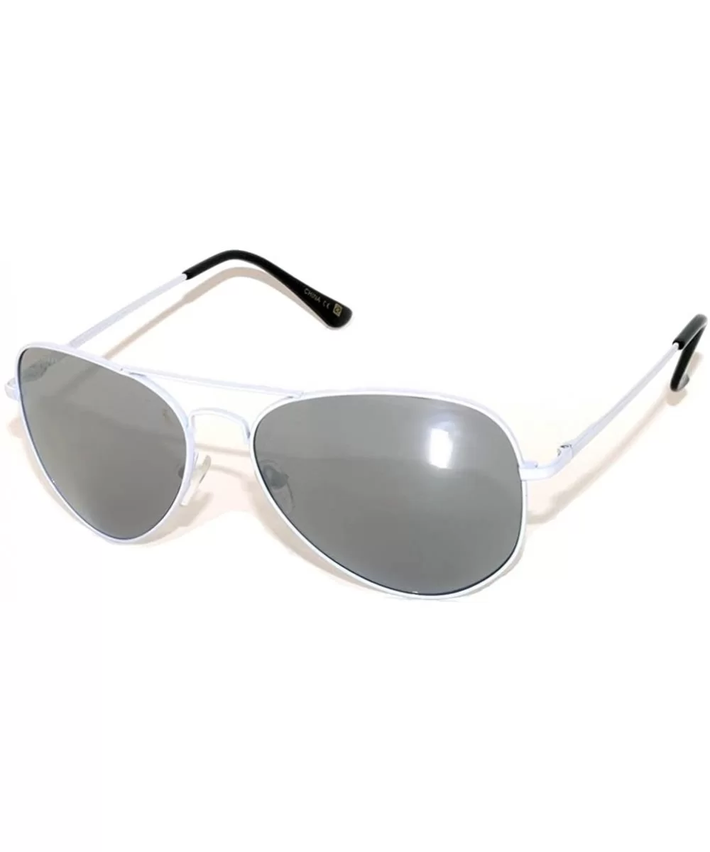 Full Mirror Lens Colored Metal Frame with Spring Hinge - White Frame Silver Lens - C611MZ9TFD9 $5.34 Aviator