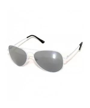 Full Mirror Lens Colored Metal Frame with Spring Hinge - White Frame Silver Lens - C611MZ9TFD9 $5.34 Aviator