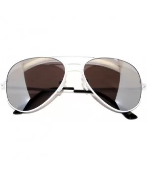 Full Mirror Lens Colored Metal Frame with Spring Hinge - White Frame Silver Lens - C611MZ9TFD9 $5.34 Aviator