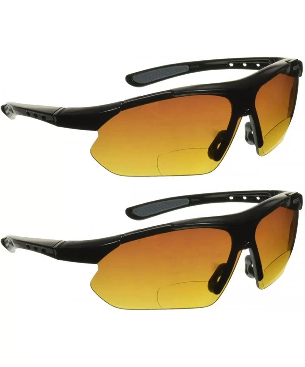 Bifocal Sunglasses Rimless Wraparound - 2 Pairs of Black Grey - CQ19652W32G $15.21 Rimless