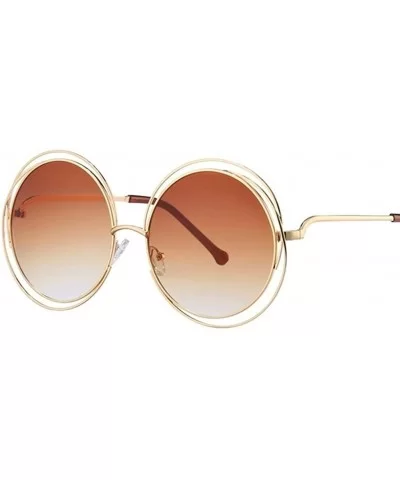 Women Oversized Round Sunglasses Vintage Retro Female Sun Glasses For Women Mirror Ladies Sunglass - CY199CDTKCD $7.84 Round