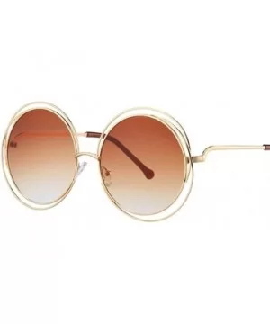 Women Oversized Round Sunglasses Vintage Retro Female Sun Glasses For Women Mirror Ladies Sunglass - CY199CDTKCD $7.84 Round