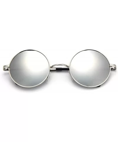 Retro Vintage Silver Gothic Steampunk Round Metal Sunglasses Men Women Mirrored Circle Sun Glasses Oculos - CO197A34DMT $17.4...