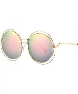 Women Oversized Round Sunglasses Vintage Retro Female Sun Glasses For Women Mirror Ladies Sunglass - CY199CDTKCD $7.84 Round