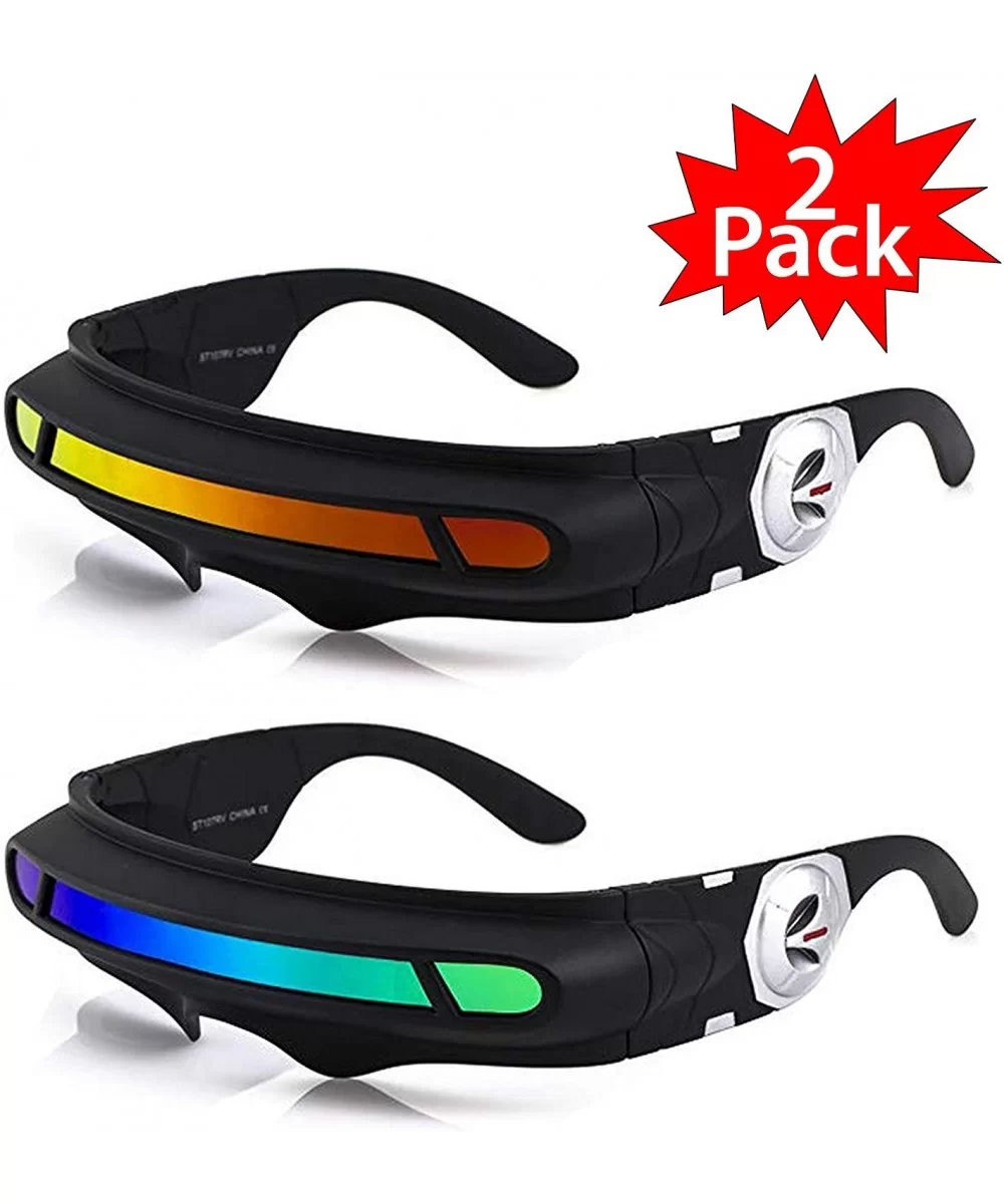 Futuristic Space Alien Costume Party Cyclops Shield Colored Mirror Mono Lens Wrap Sunglasses 147mm - CK18IZ5TL59 $19.81 Shield