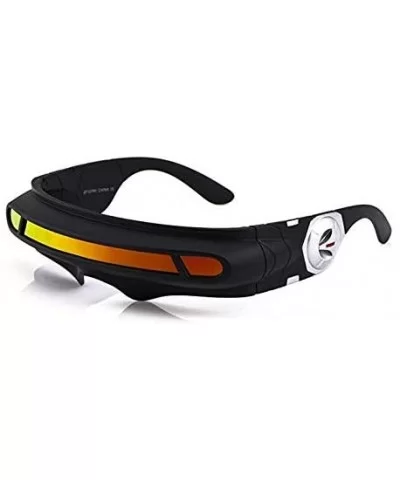 Futuristic Space Alien Costume Party Cyclops Shield Colored Mirror Mono Lens Wrap Sunglasses 147mm - CK18IZ5TL59 $19.81 Shield