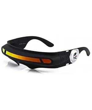 Futuristic Space Alien Costume Party Cyclops Shield Colored Mirror Mono Lens Wrap Sunglasses 147mm - CK18IZ5TL59 $19.81 Shield