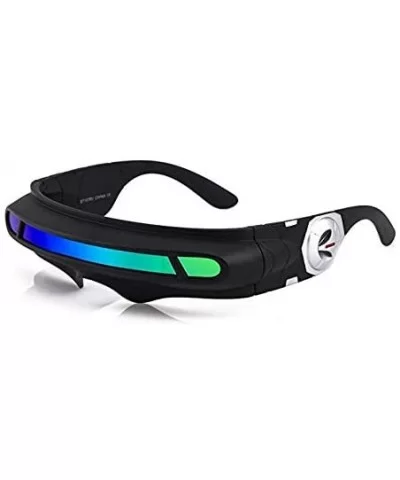 Futuristic Space Alien Costume Party Cyclops Shield Colored Mirror Mono Lens Wrap Sunglasses 147mm - CK18IZ5TL59 $19.81 Shield