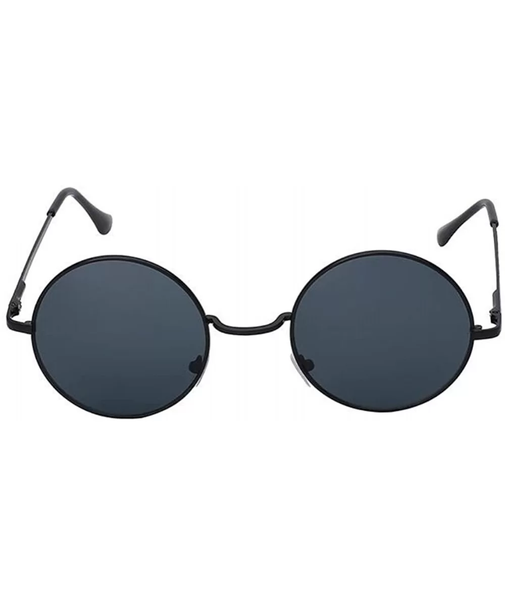 Men Round Mirror UV400 Sunglasses Women Steampunk Glasses Eyewear - Black - CP183CMTGX2 $7.29 Round