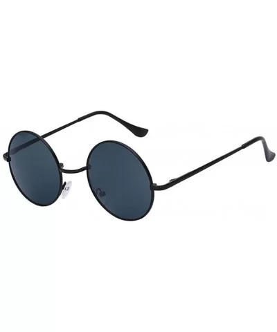 Men Round Mirror UV400 Sunglasses Women Steampunk Glasses Eyewear - Black - CP183CMTGX2 $7.29 Round