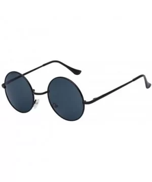 Men Round Mirror UV400 Sunglasses Women Steampunk Glasses Eyewear - Black - CP183CMTGX2 $7.29 Round