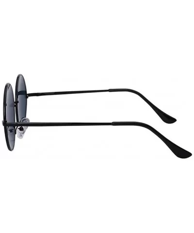 Men Round Mirror UV400 Sunglasses Women Steampunk Glasses Eyewear - Black - CP183CMTGX2 $7.29 Round