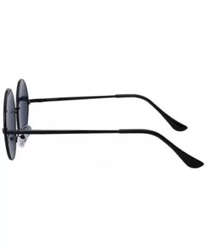 Men Round Mirror UV400 Sunglasses Women Steampunk Glasses Eyewear - Black - CP183CMTGX2 $7.29 Round