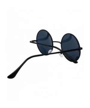 Men Round Mirror UV400 Sunglasses Women Steampunk Glasses Eyewear - Black - CP183CMTGX2 $7.29 Round