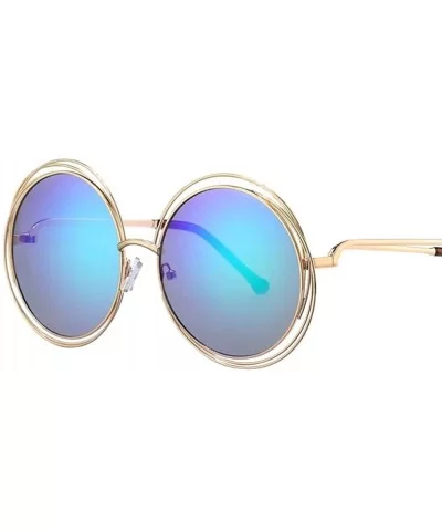 Women Oversized Round Sunglasses Vintage Retro Female Sun Glasses For Women Mirror Ladies Sunglass - CY199CDTKCD $7.84 Round