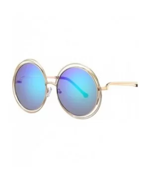 Women Oversized Round Sunglasses Vintage Retro Female Sun Glasses For Women Mirror Ladies Sunglass - CY199CDTKCD $7.84 Round