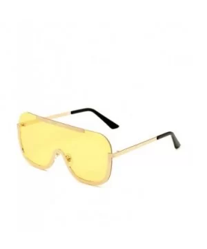 Sunglasses Oversize Frameless Windproof Transparent - Yellow - CF18YEES6ML $11.00 Goggle