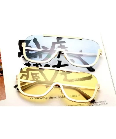 Sunglasses Oversize Frameless Windproof Transparent - Yellow - CF18YEES6ML $11.00 Goggle