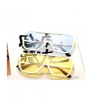 Sunglasses Oversize Frameless Windproof Transparent - Yellow - CF18YEES6ML $11.00 Goggle