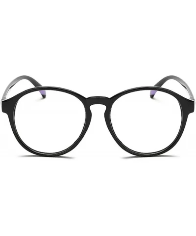 Student Myopia Glasses Fashion Retro Big-Frame Glasses Round Face - Bright Black - CK18EAWTNSX $18.89 Round