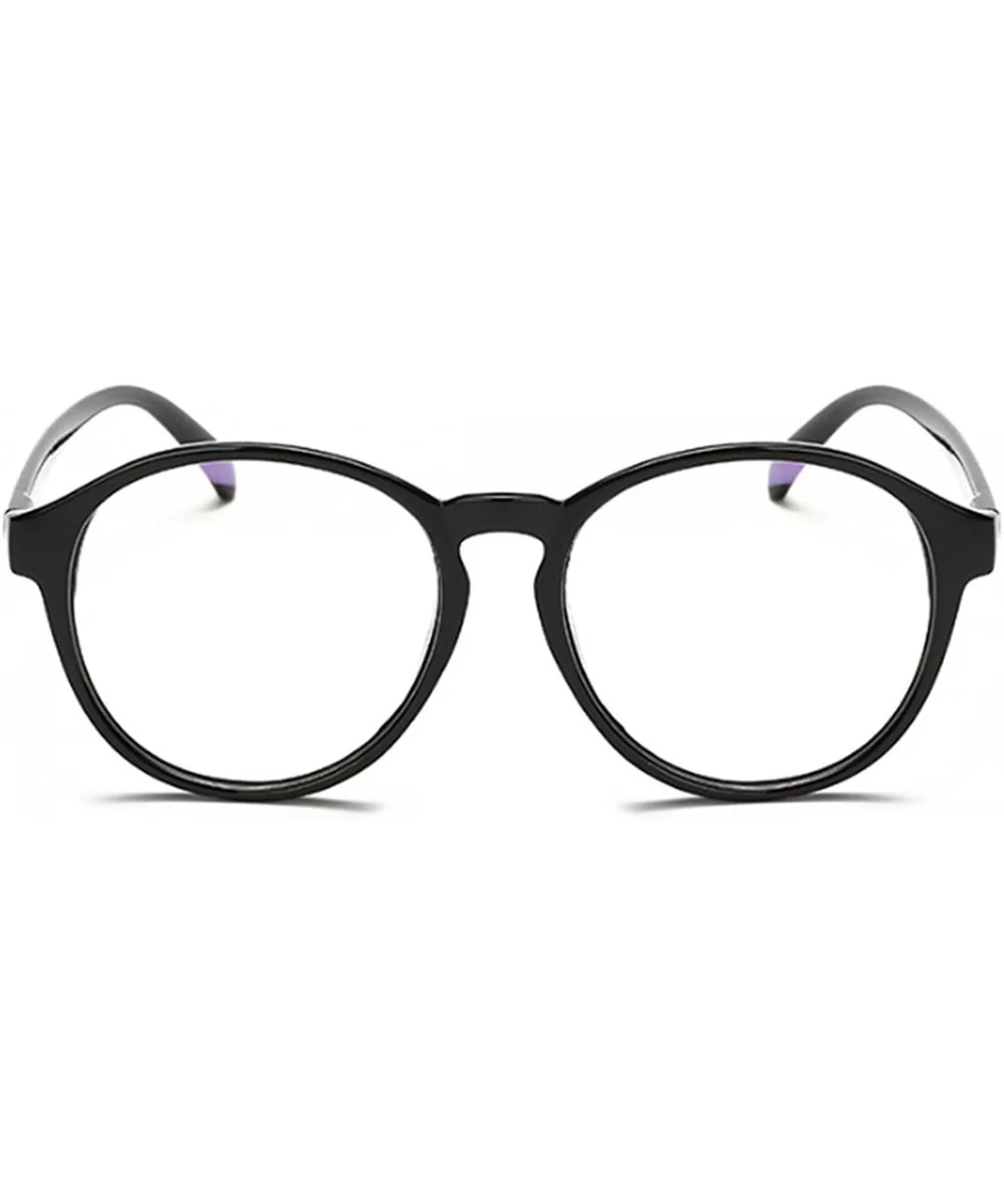 Student Myopia Glasses Fashion Retro Big-Frame Glasses Round Face - Bright Black - CK18EAWTNSX $18.89 Round