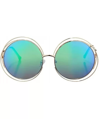 Women Oversized Round Sunglasses Vintage Retro Female Sun Glasses For Women Mirror Ladies Sunglass - CY199CDTKCD $7.84 Round