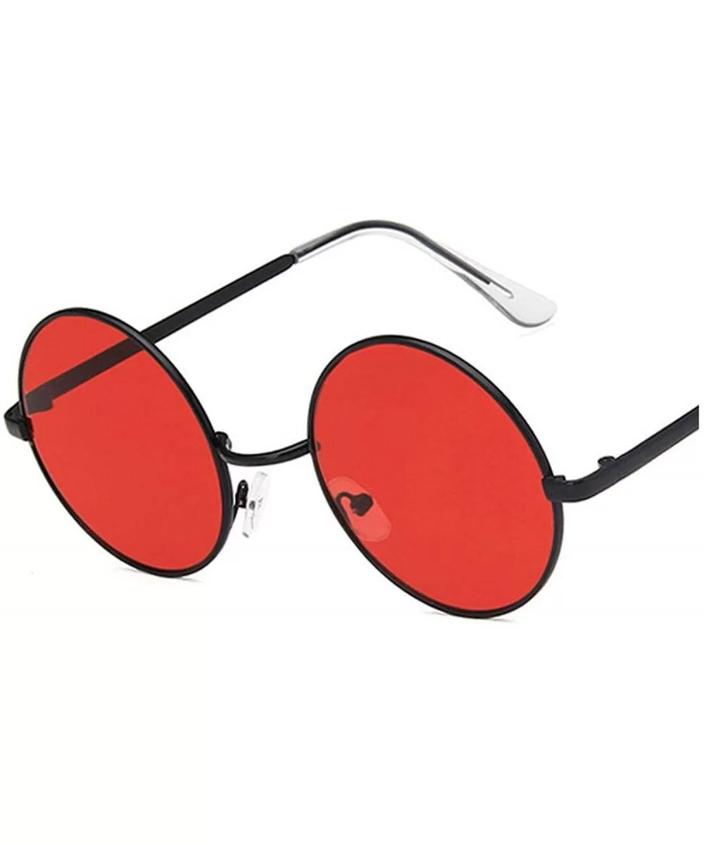 Fashion Vintage Metal Round Sunglasses Women Luxury Color Coated Glasses Retro Oculos De Sol - Red - CW199CKY9Q7 $25.19 Oval