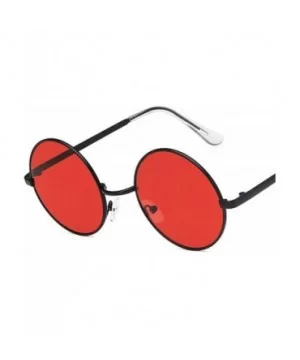 Fashion Vintage Metal Round Sunglasses Women Luxury Color Coated Glasses Retro Oculos De Sol - Red - CW199CKY9Q7 $25.19 Oval