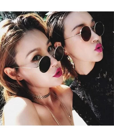 Fashion Vintage Metal Round Sunglasses Women Luxury Color Coated Glasses Retro Oculos De Sol - Red - CW199CKY9Q7 $25.19 Oval