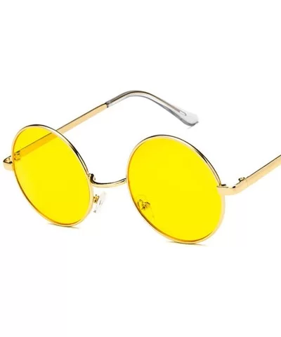 Fashion Vintage Metal Round Sunglasses Women Luxury Color Coated Glasses Retro Oculos De Sol - Red - CW199CKY9Q7 $25.19 Oval