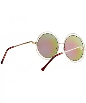 Women Oversized Round Sunglasses Vintage Retro Female Sun Glasses For Women Mirror Ladies Sunglass - CY199CDTKCD $7.84 Round