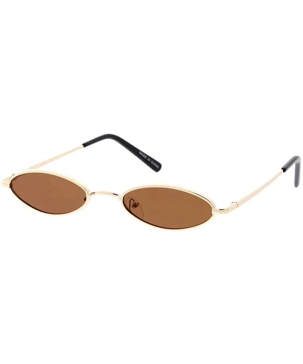 Retro Fashion Wired Frame Skinny Sunglasses OV55 - Brown - CY1929AG25U $6.55 Oval