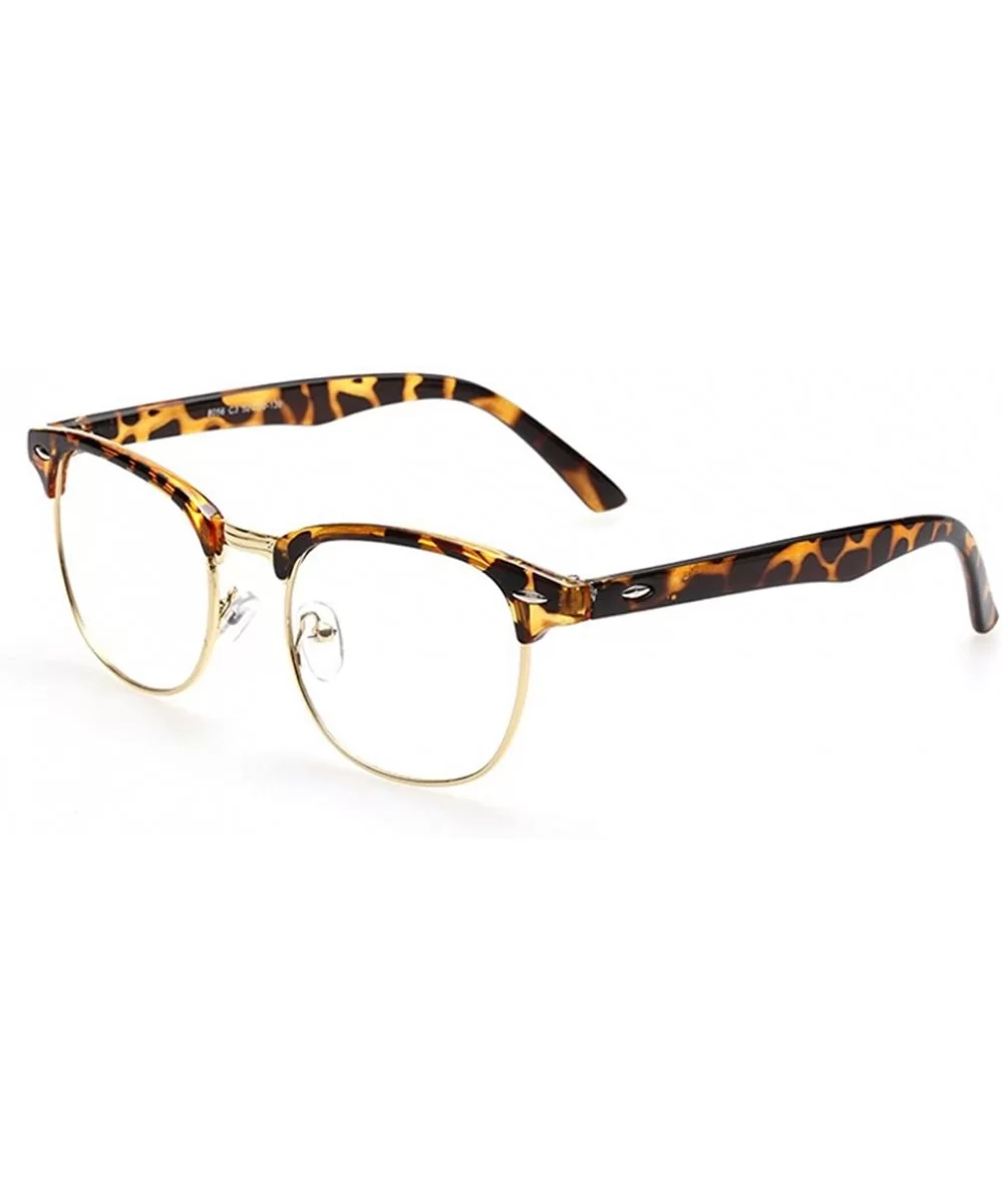 Vintage Clear Lens Eyeglasses Fashion Metal Square Frame Eyewears - Leopard - C3188Y3RAX4 $15.07 Goggle