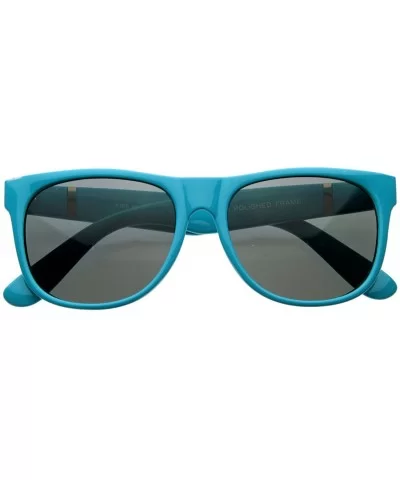 Retro Super Flat Hipster Trend Horn Rimmed Sunglasses (Blue) - C2116Q2H3SP $9.05 Wayfarer