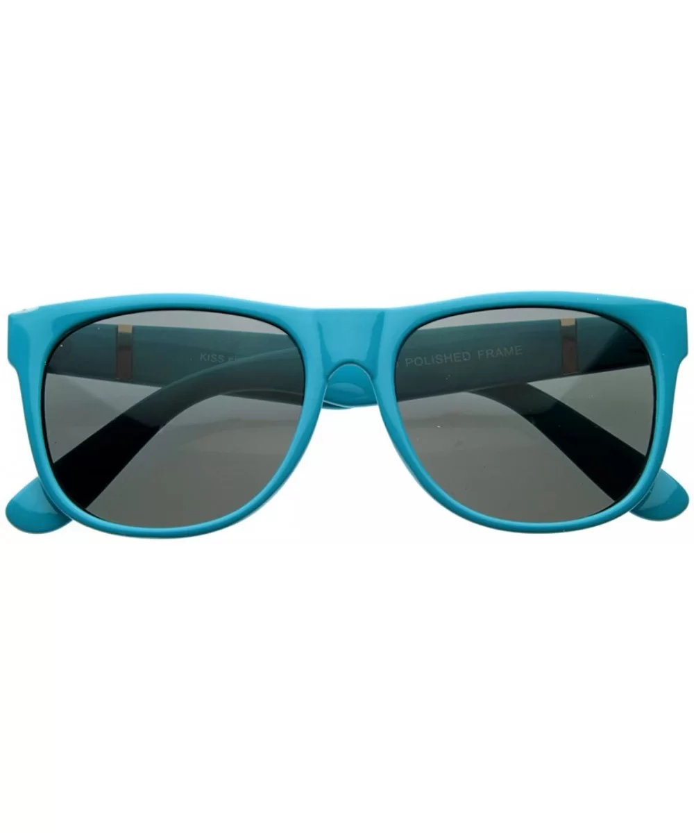 Retro Super Flat Hipster Trend Horn Rimmed Sunglasses (Blue) - C2116Q2H3SP $9.05 Wayfarer