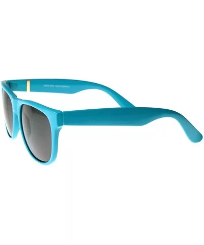 Retro Super Flat Hipster Trend Horn Rimmed Sunglasses (Blue) - C2116Q2H3SP $9.05 Wayfarer