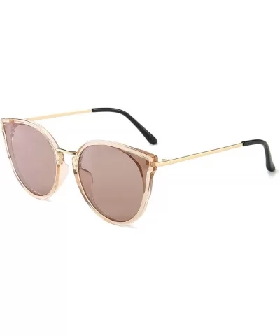 Oversized Vintage Polarized Cat Eye Sunglasses for Women UV400 - Transparent Brown Frame/Light-brown Lens - C918QQLUU4X $13.5...