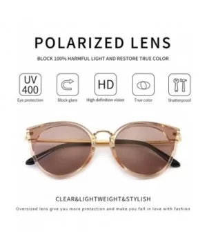 Oversized Vintage Polarized Cat Eye Sunglasses for Women UV400 - Transparent Brown Frame/Light-brown Lens - C918QQLUU4X $13.5...