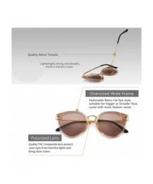 Oversized Vintage Polarized Cat Eye Sunglasses for Women UV400 - Transparent Brown Frame/Light-brown Lens - C918QQLUU4X $13.5...