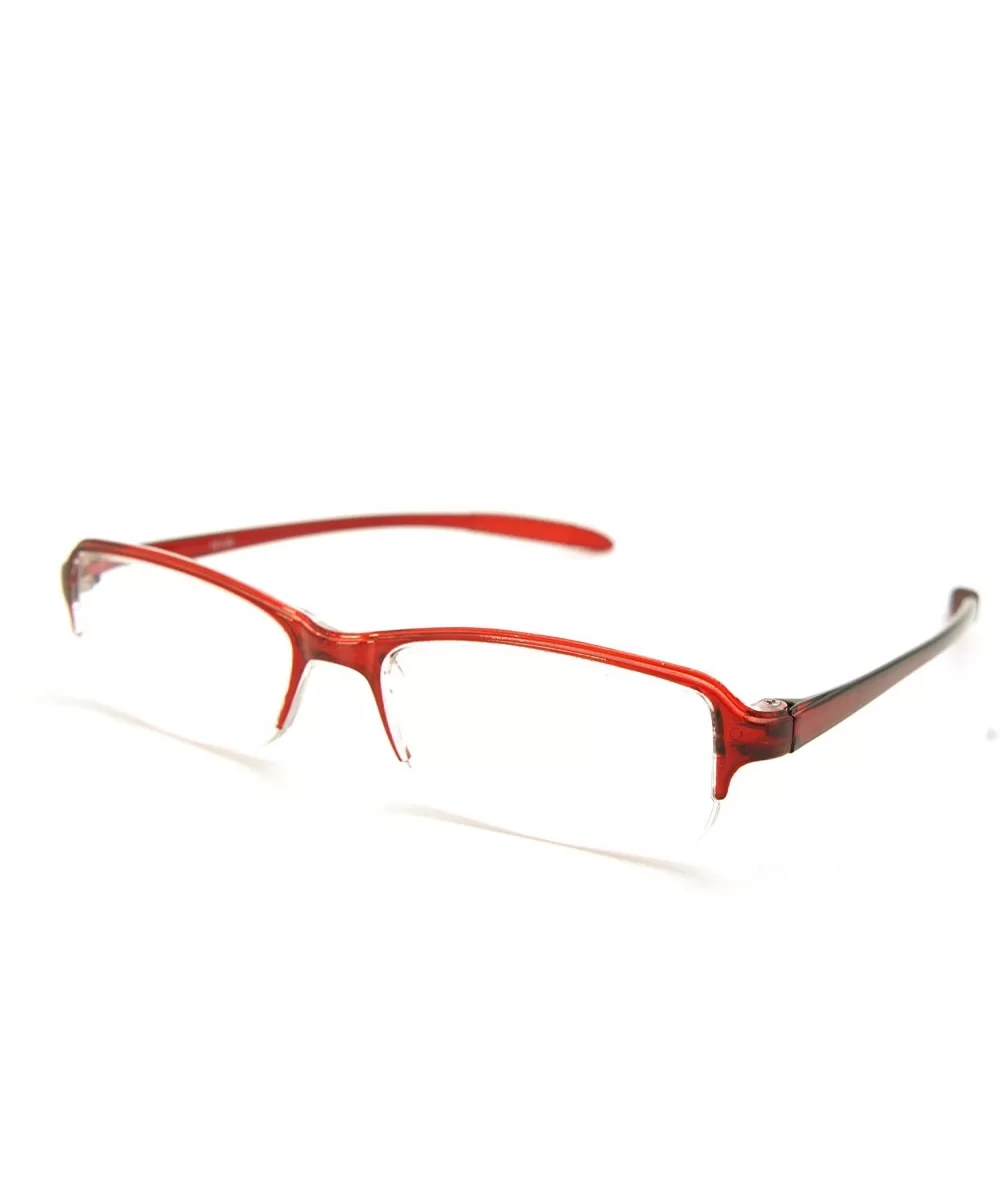 Super Lightweight Reading Glasses Free Pouch HalfRim - Red Crystal Transparent - CT187SDMA7X $12.86 Rectangular