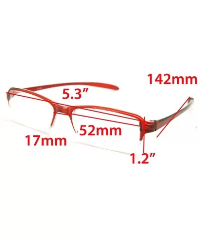 Super Lightweight Reading Glasses Free Pouch HalfRim - Red Crystal Transparent - CT187SDMA7X $12.86 Rectangular