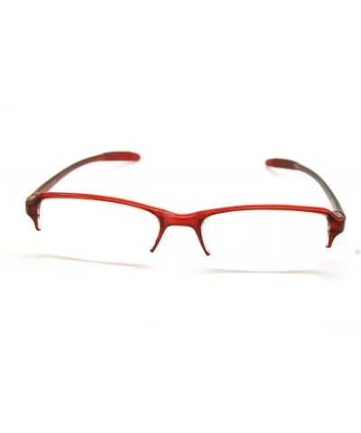 Super Lightweight Reading Glasses Free Pouch HalfRim - Red Crystal Transparent - CT187SDMA7X $12.86 Rectangular