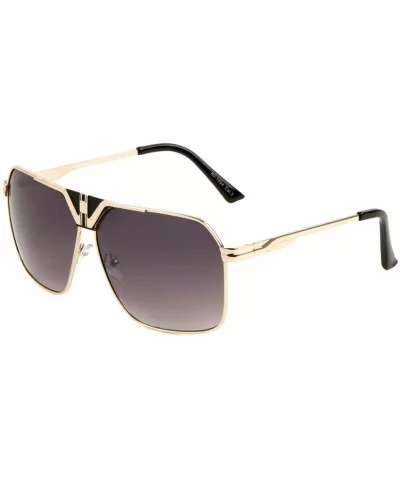 Metal Luxury Classic Retro Square Aviator Sunglasses - Rose Gold Metallic & Black - CE18WKKGH9D $9.11 Square