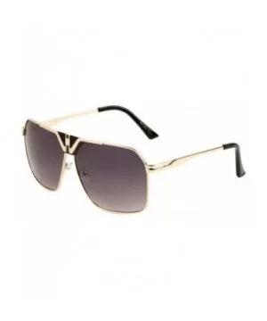 Metal Luxury Classic Retro Square Aviator Sunglasses - Rose Gold Metallic & Black - CE18WKKGH9D $9.11 Square