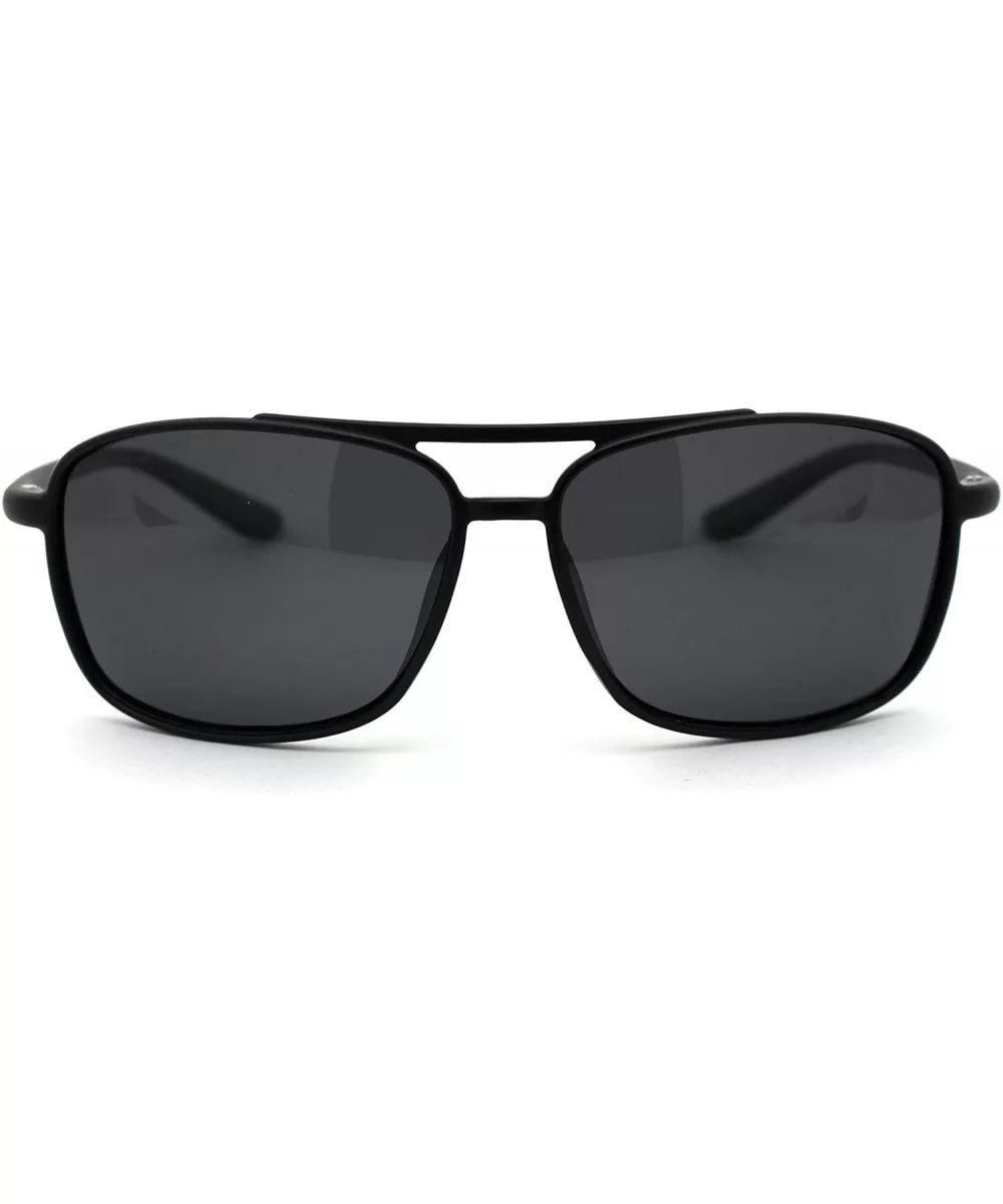 Polarized Mens Thin Plastic Rectangular Officer Racer Sunglasses - Matte Black - CW18YZL9XQW $11.46 Rectangular